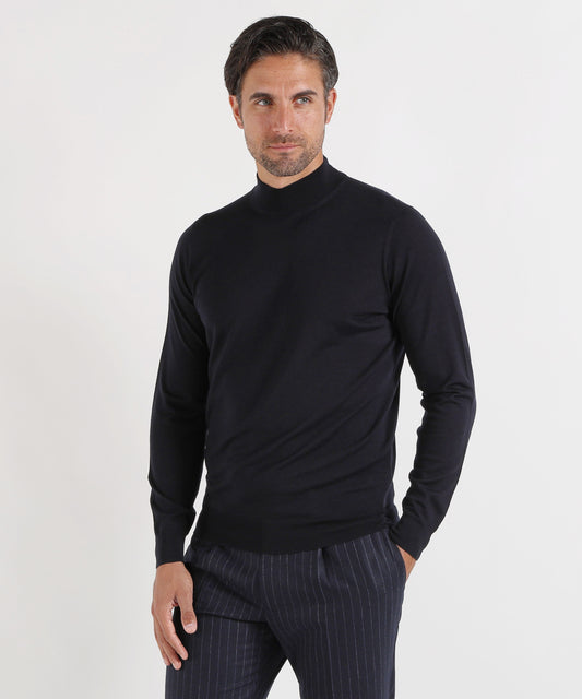 Maglie DRUMOHR Maglione lupetto in lana merino extrafine Navy | DRUMOHR