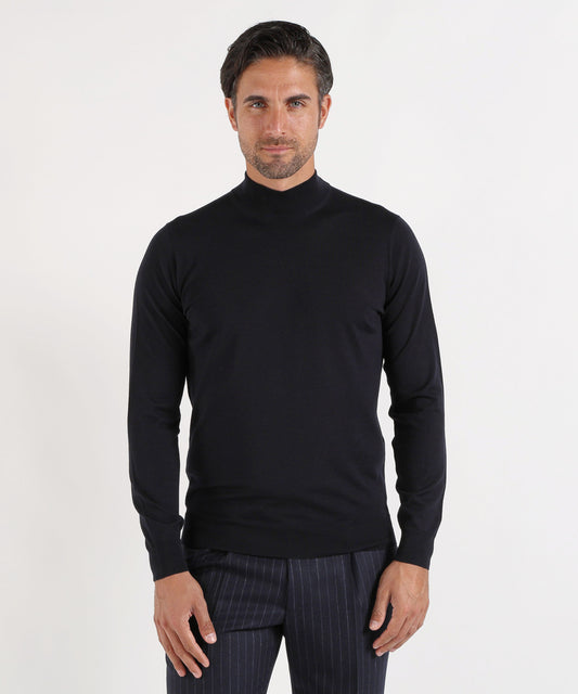 Maglie DRUMOHR Maglione lupetto in lana merino extrafine Navy | DRUMOHR
