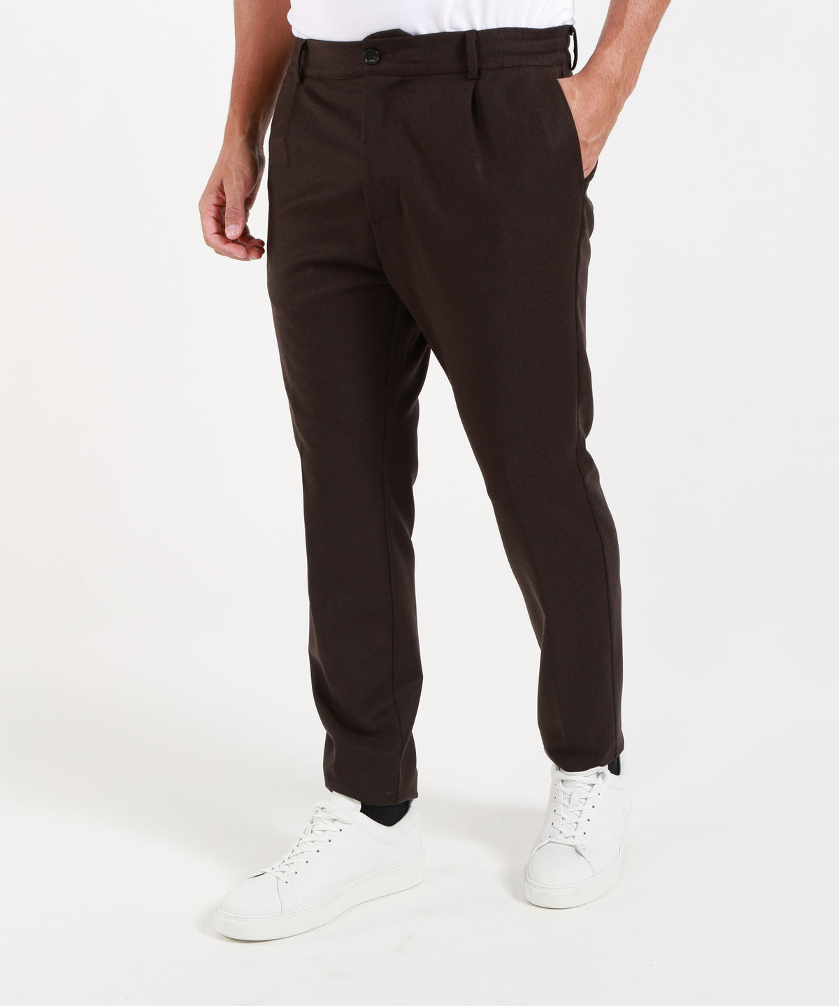 CRUNA pantalone uomo Mitte blu navy con pinces e vita elasticizzata