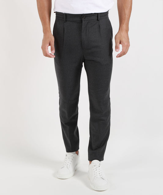 CRUNA pantalone uomo Mitte blu navy con pinces e vita elasticizzata