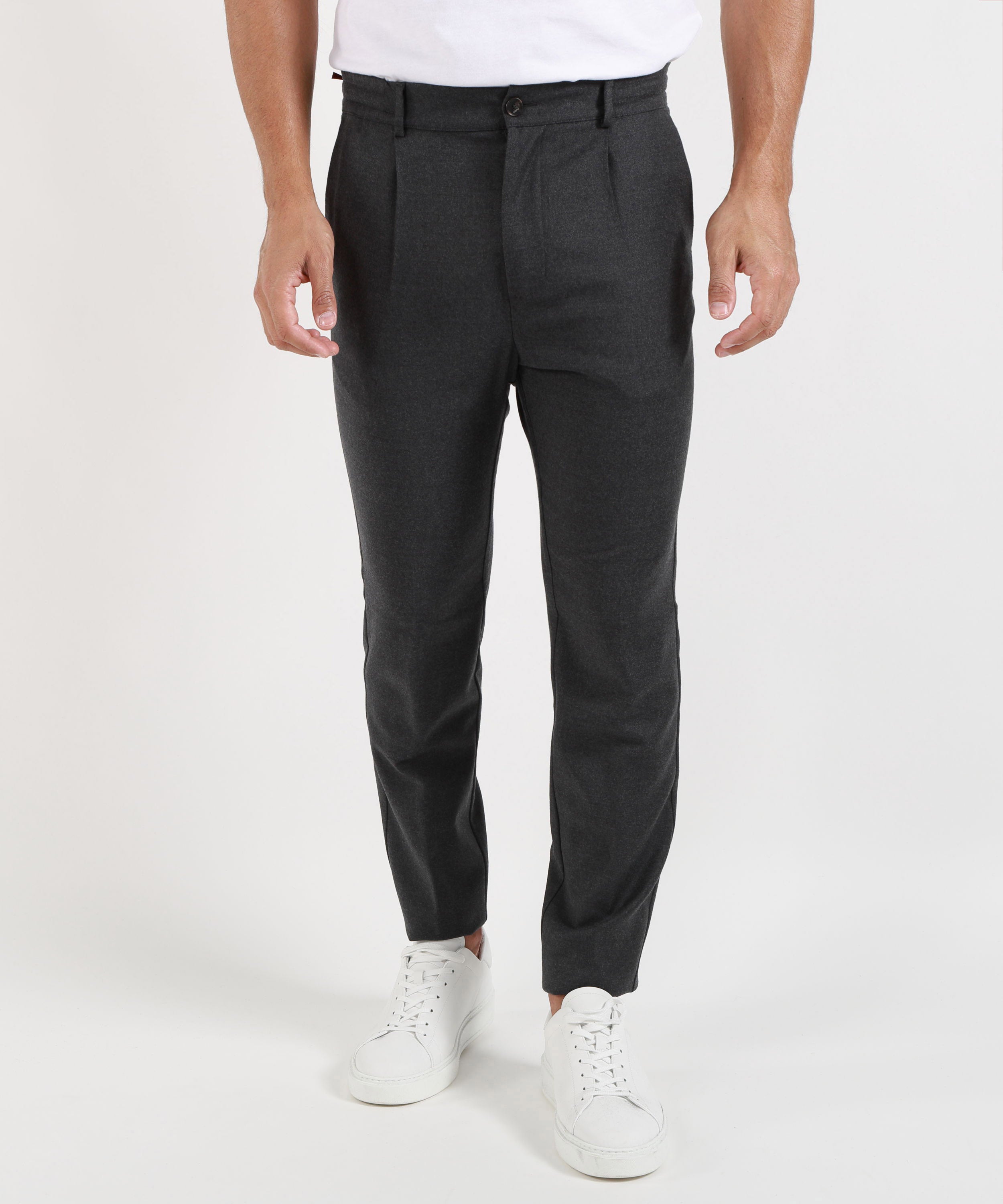 Pantaloni CRUNA pantalone uomo Mitte blu navy con pinces e vita elasticizzata Antracite | CRUNA