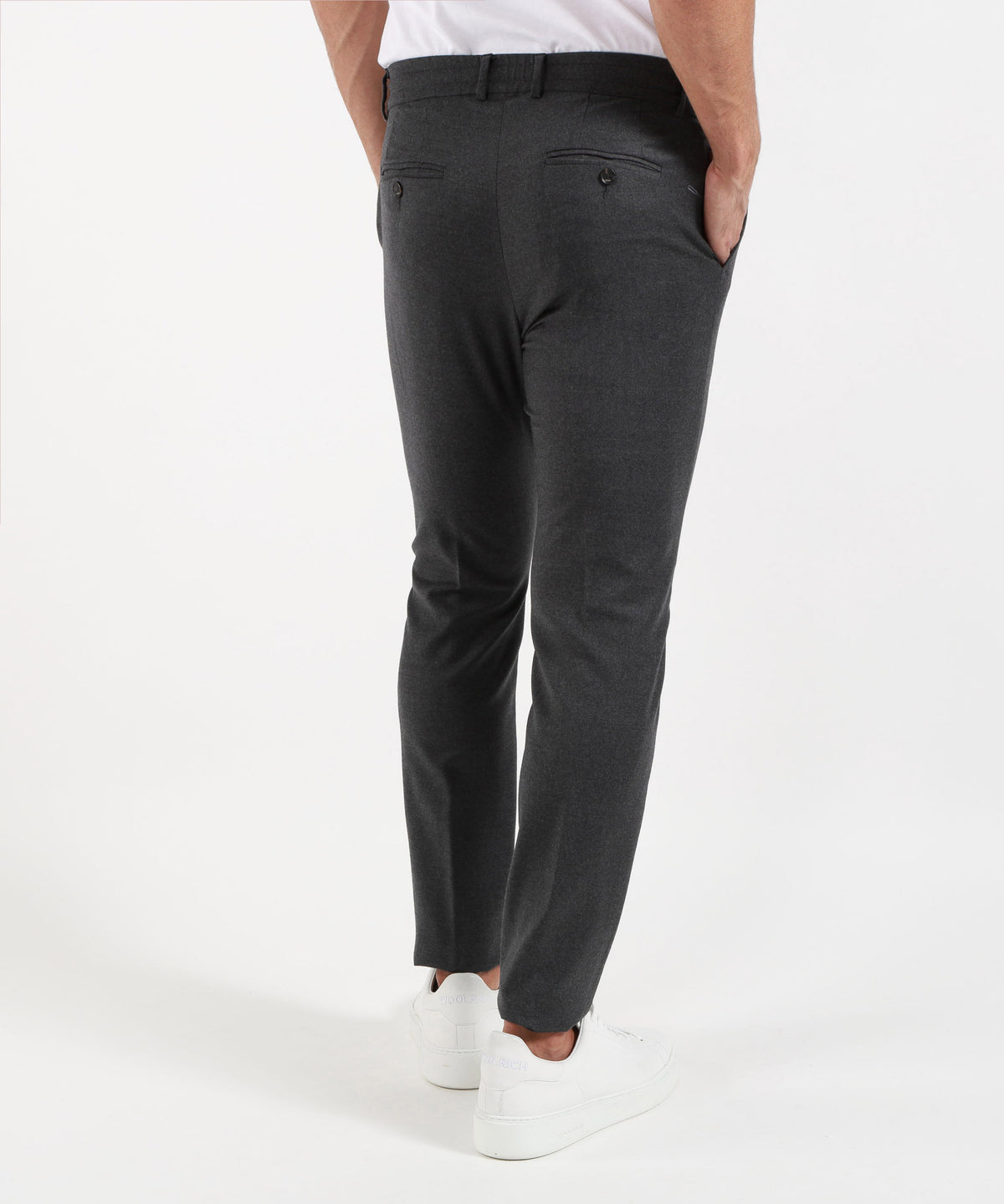 Pantaloni CRUNA pantalone uomo Mitte blu navy con pinces e vita elasticizzata Antracite | CRUNA
