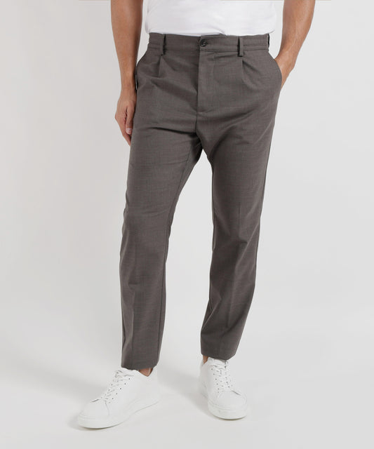 CRUNA pantalone uomo Mitte blu navy con pinces e vita elasticizzata