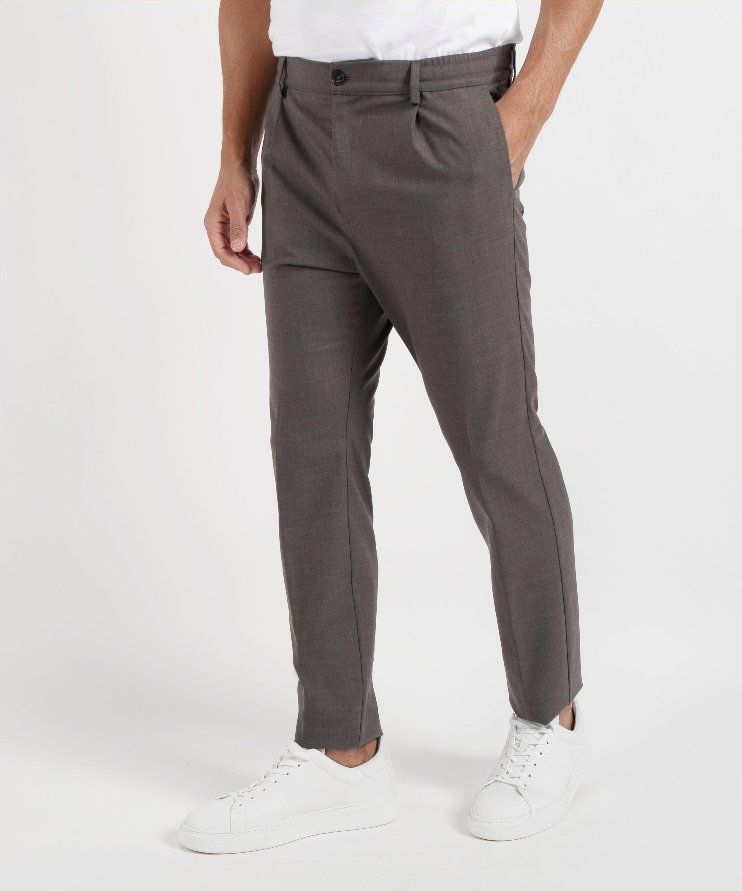 Pantaloni CRUNA pantalone uomo Mitte blu navy con pinces e vita elasticizzata Marrone | CRUNA