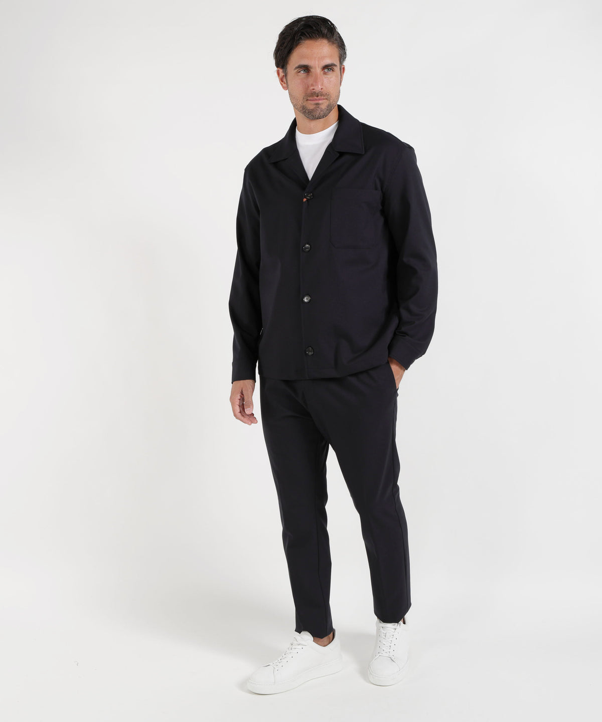 CRUNA pantalone uomo Mitte blu navy con pinces e vita elasticizzata