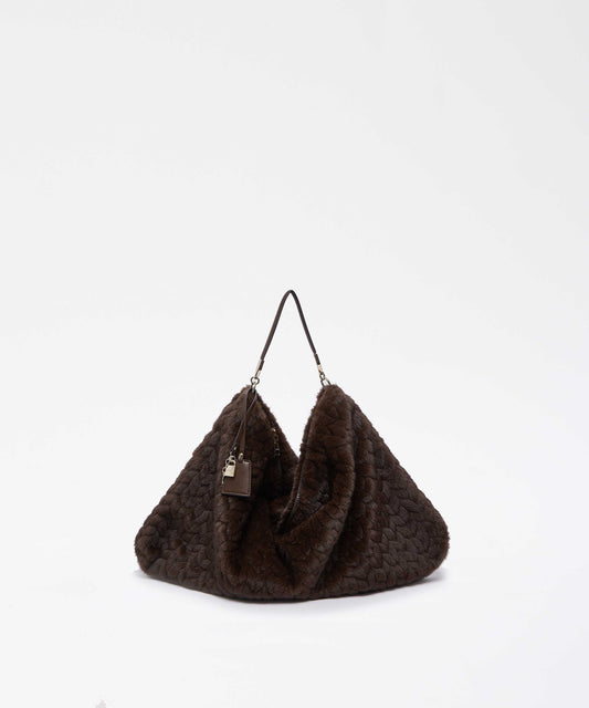 Bags LIUJO ACCESSORI Large Faux-Fur Bag Marrone | LIUJO ACCESSORI