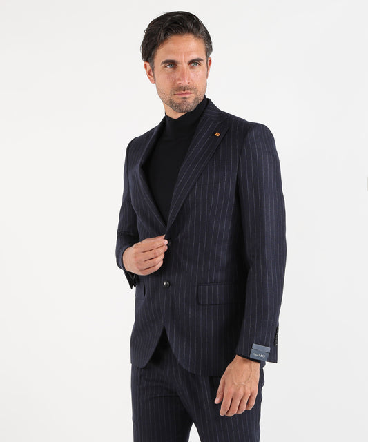 Abiti LATORRE Abito Uomo Due Bottoni Drop 8 Blu Gessato Celeste Gessato | LATORRE