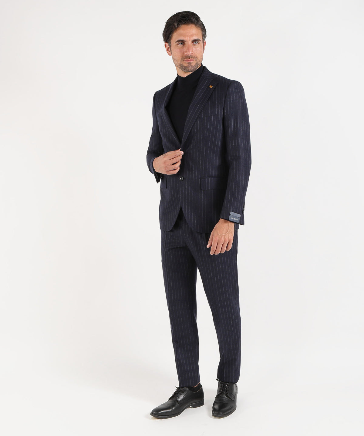LATORRE Abito Uomo Due Bottoni Drop 8 Blu Gessato Celeste