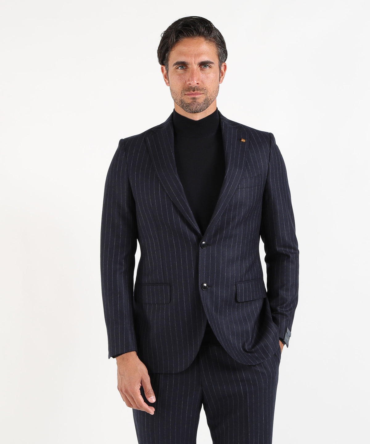 LATORRE Abito Uomo Due Bottoni Drop 8 Blu Gessato Celeste