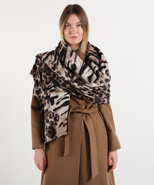 Stole LIUJO SOFT Stola animalier zebrata Cammello | LIUJO SOFT
