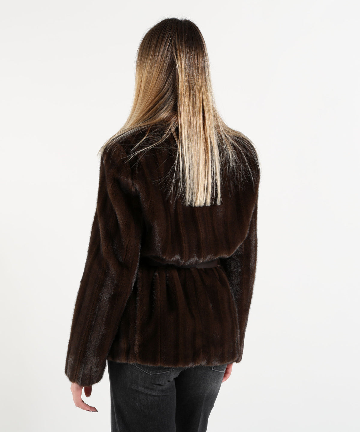 LIUJO BLACK Faux Fur Jacket