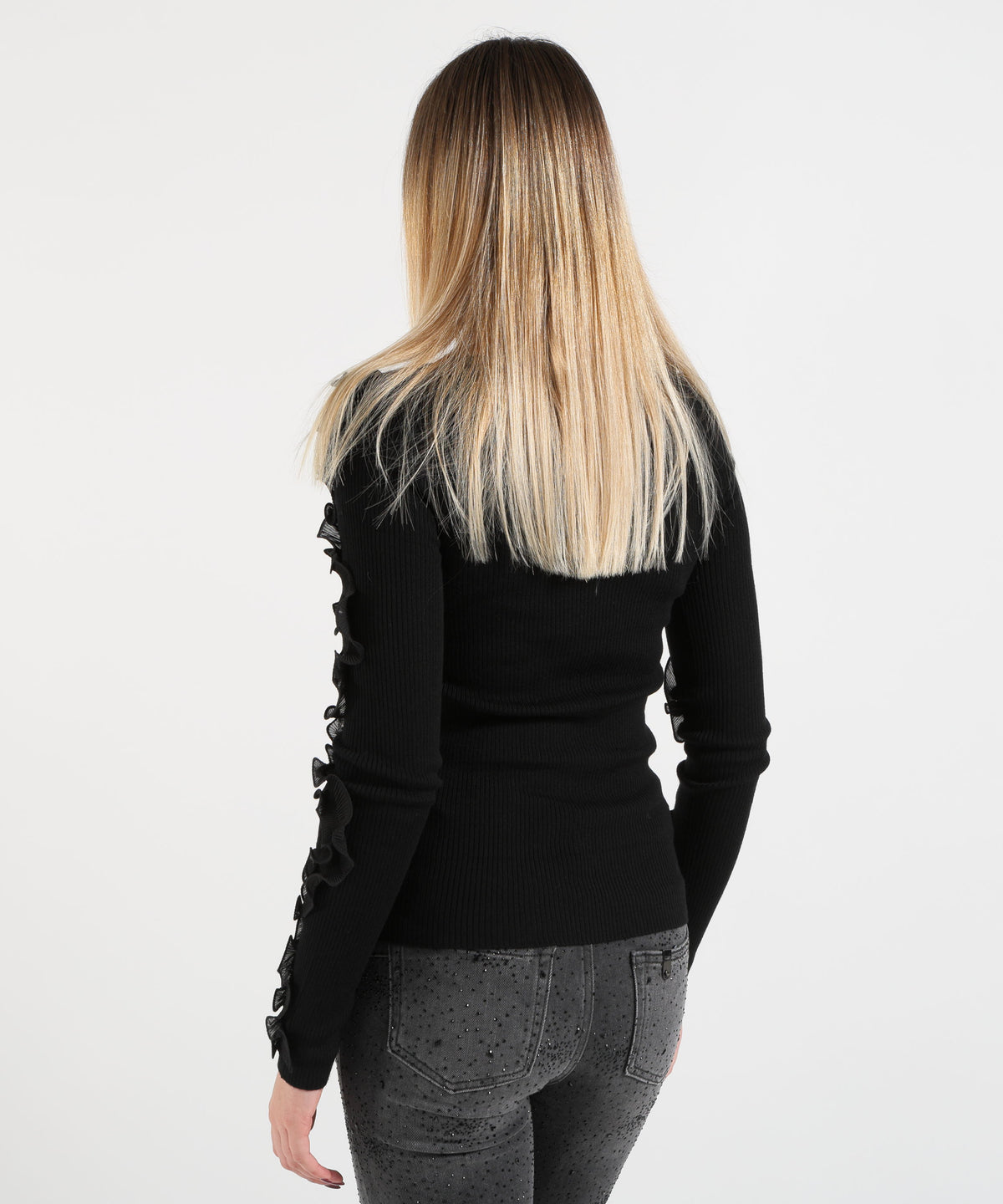 LIUJO BLACK Maglia in lana con rouches
