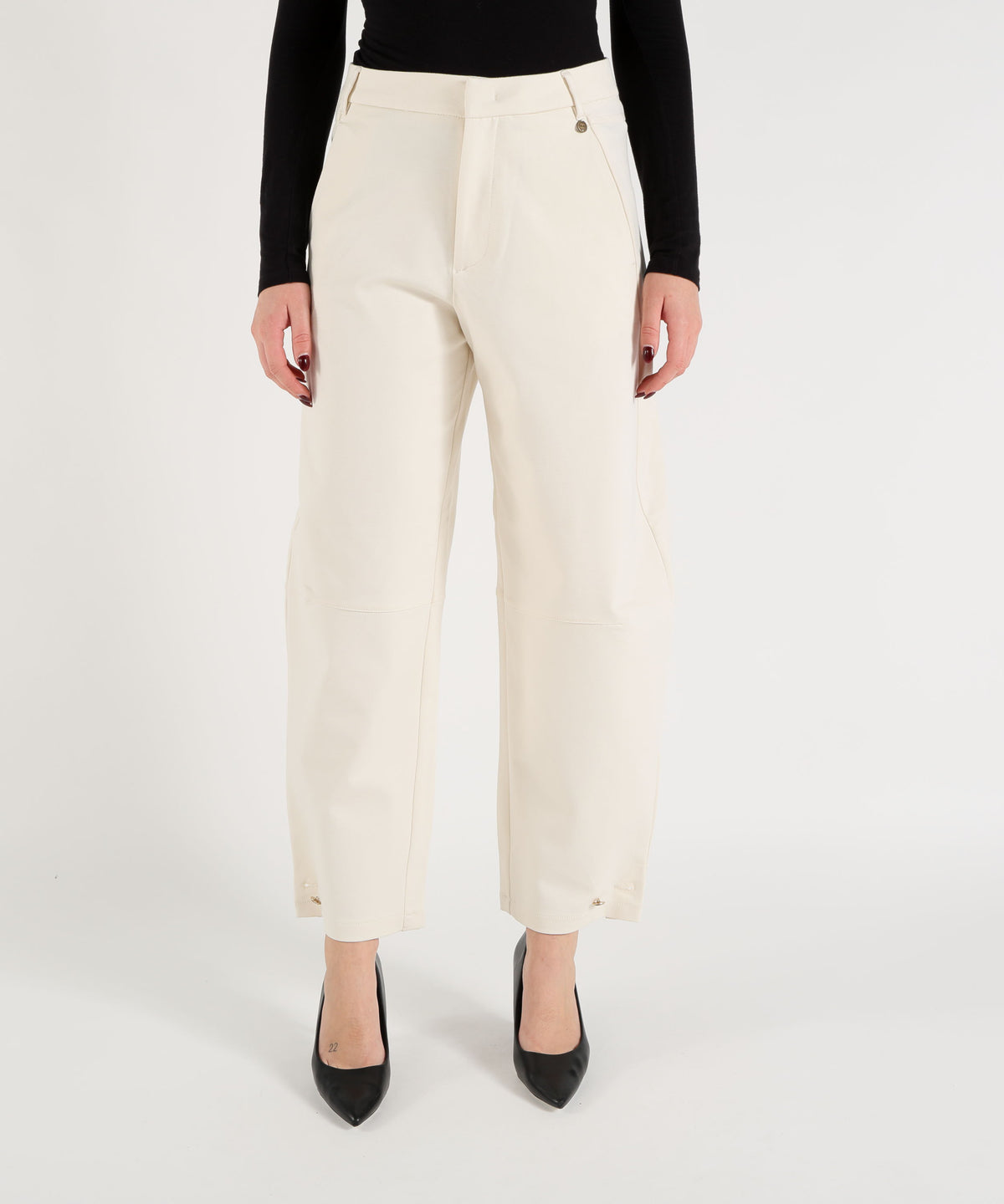 Pantaloni LIUJO WHITE Pantaloni balloon in punto milano Ecru | LIUJO WHITE