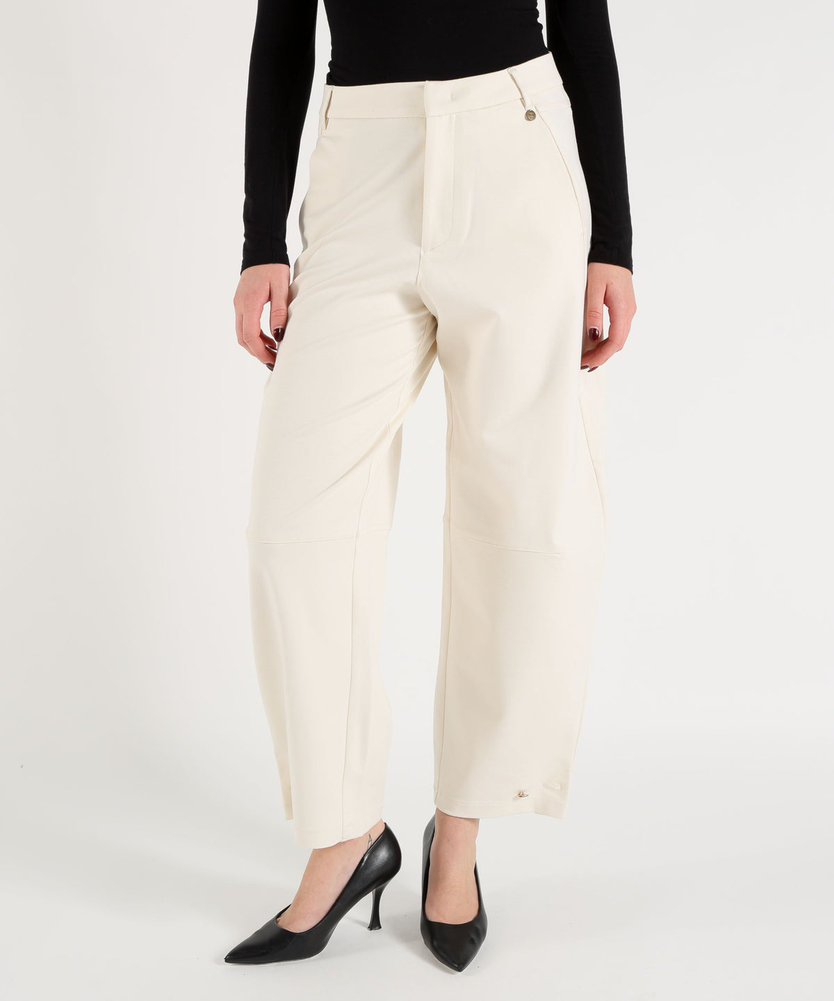Pantaloni LIUJO WHITE Pantaloni balloon in punto milano Ecru | LIUJO WHITE