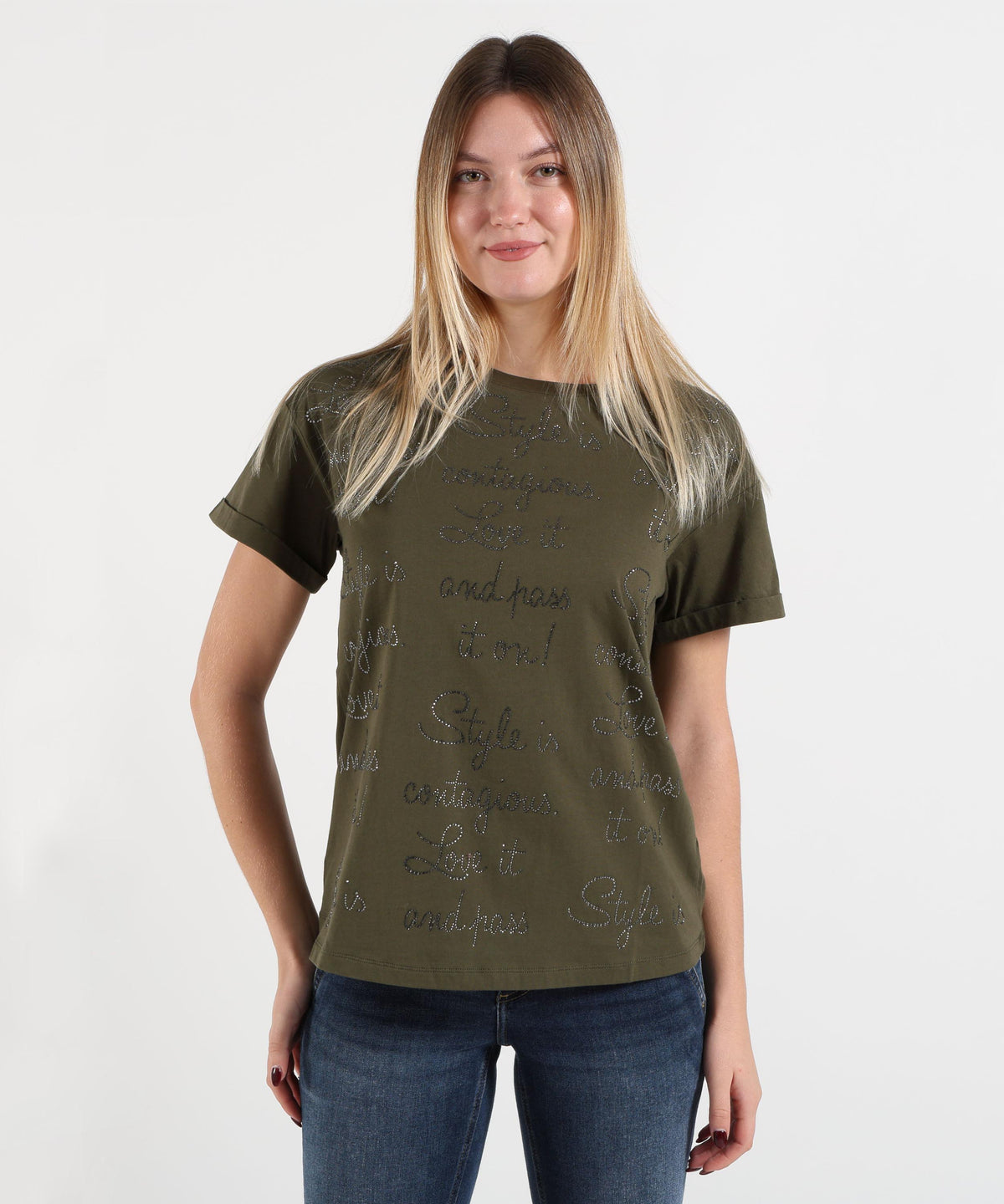 LIUJO WHITE T-shirt con strass