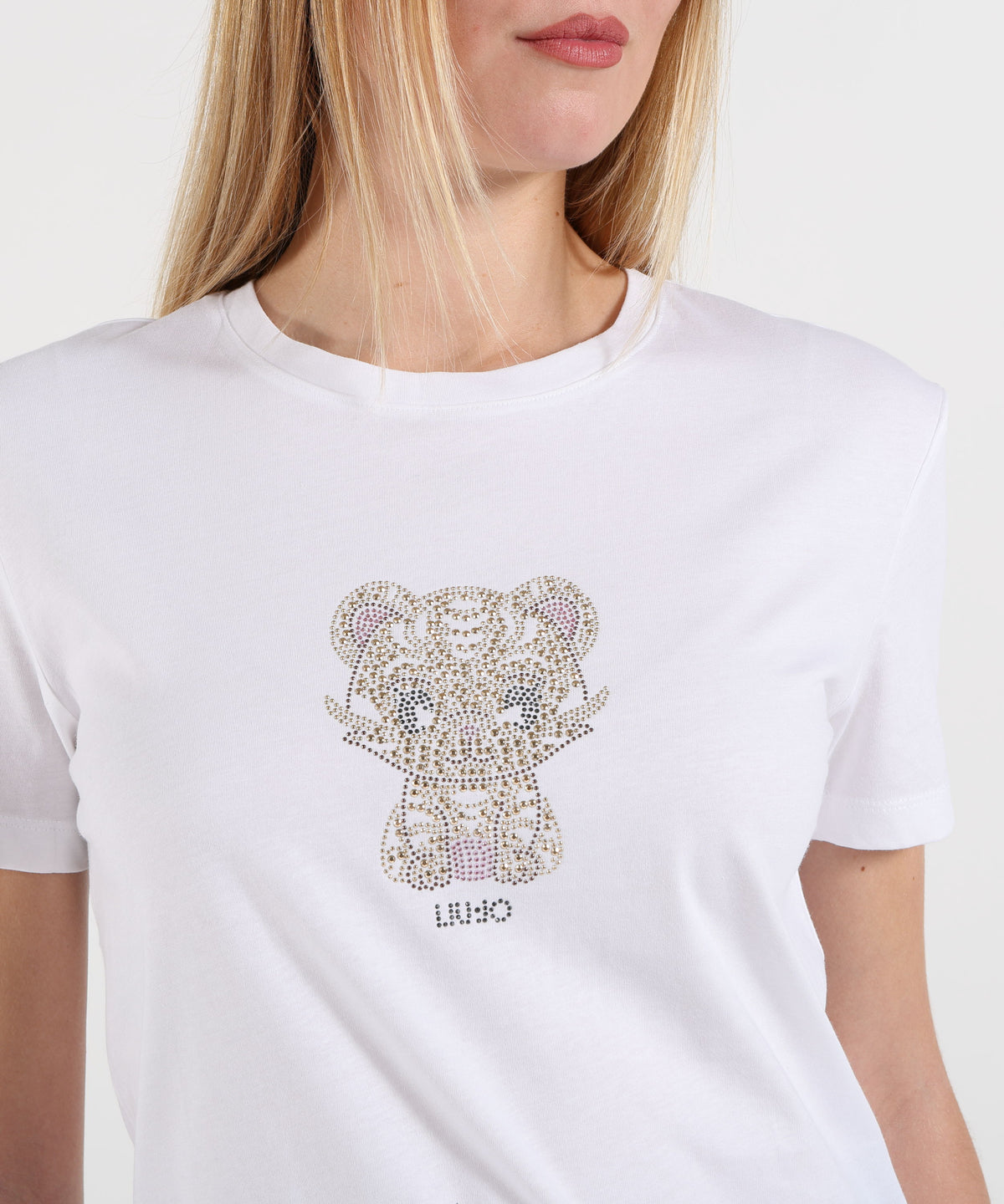 LIUJO WHITE T-shirt con applicazioni gioiello