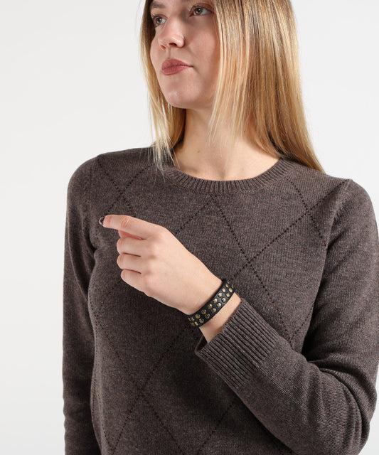 Bracciali CAMPOMAGGI Braccialetto in pelle nera con strass Blu | CAMPOMAGGI