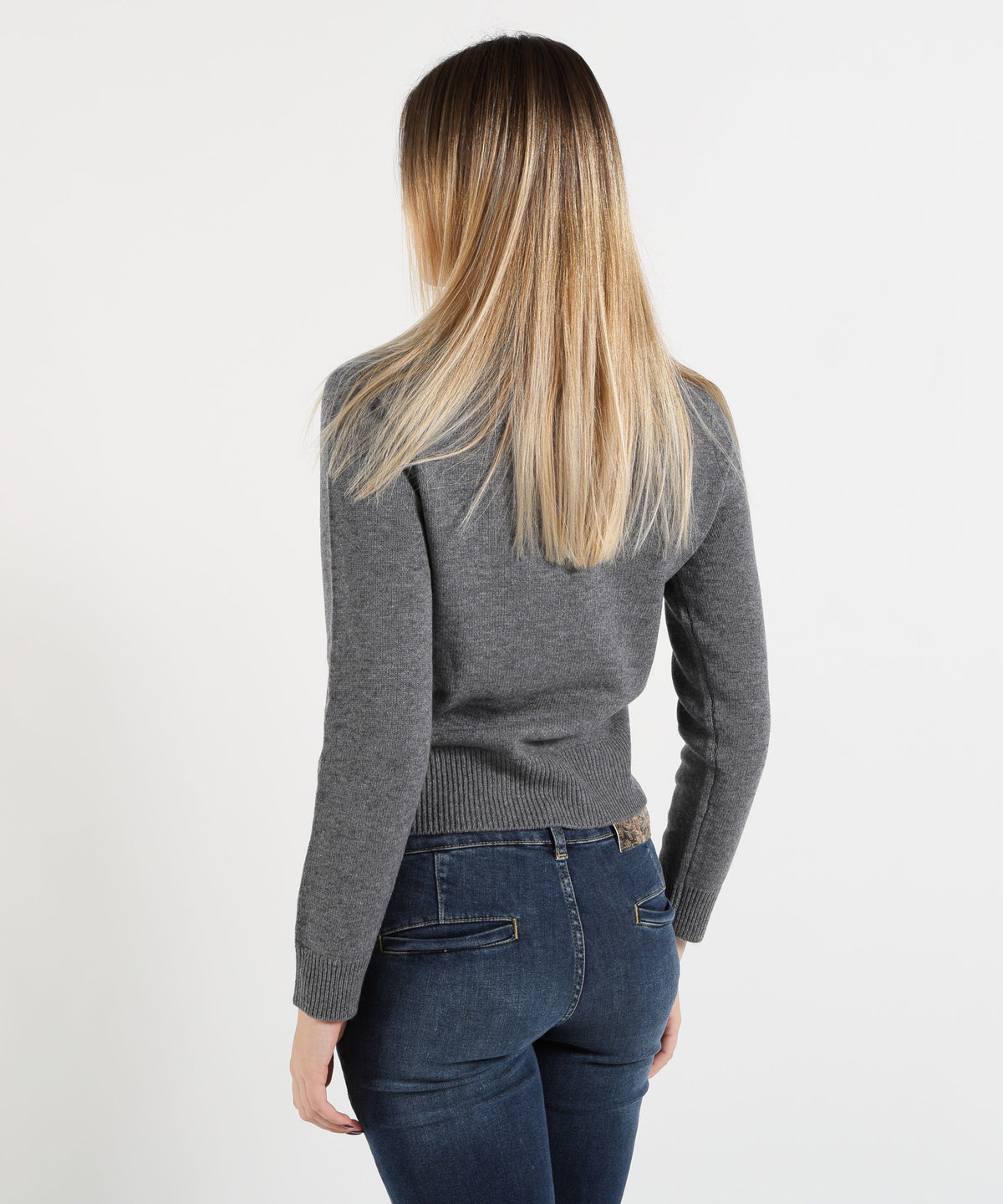 MAIDA MILA Maglione Donna Girocollo con Rombi e Borchiette