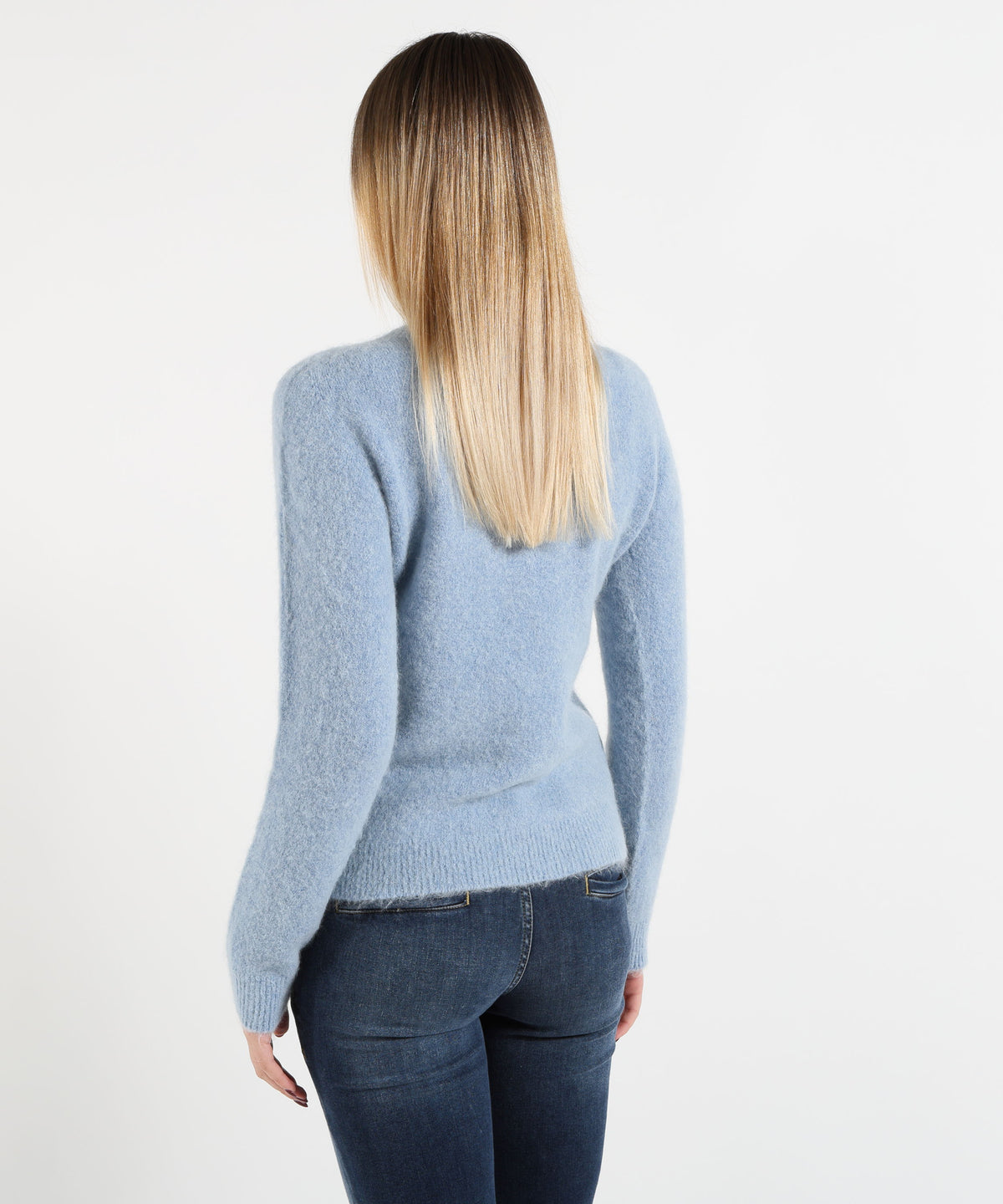Maglie MAIDA MILA Maglione Donna Girocollo in Alpaca Celeste | MAIDA MILA