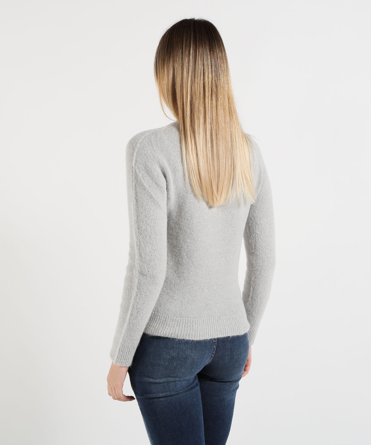 Maglie MAIDA MILA Maglione Donna Girocollo in Alpaca Grigio chiaro | MAIDA MILA