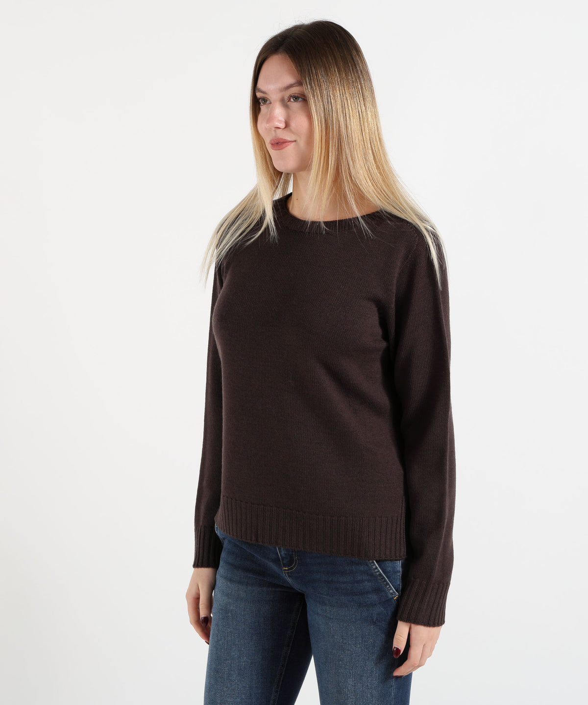 Maglie MAIDA MILA Maglione Donna Girocollo in Lana Moro | MAIDA MILA