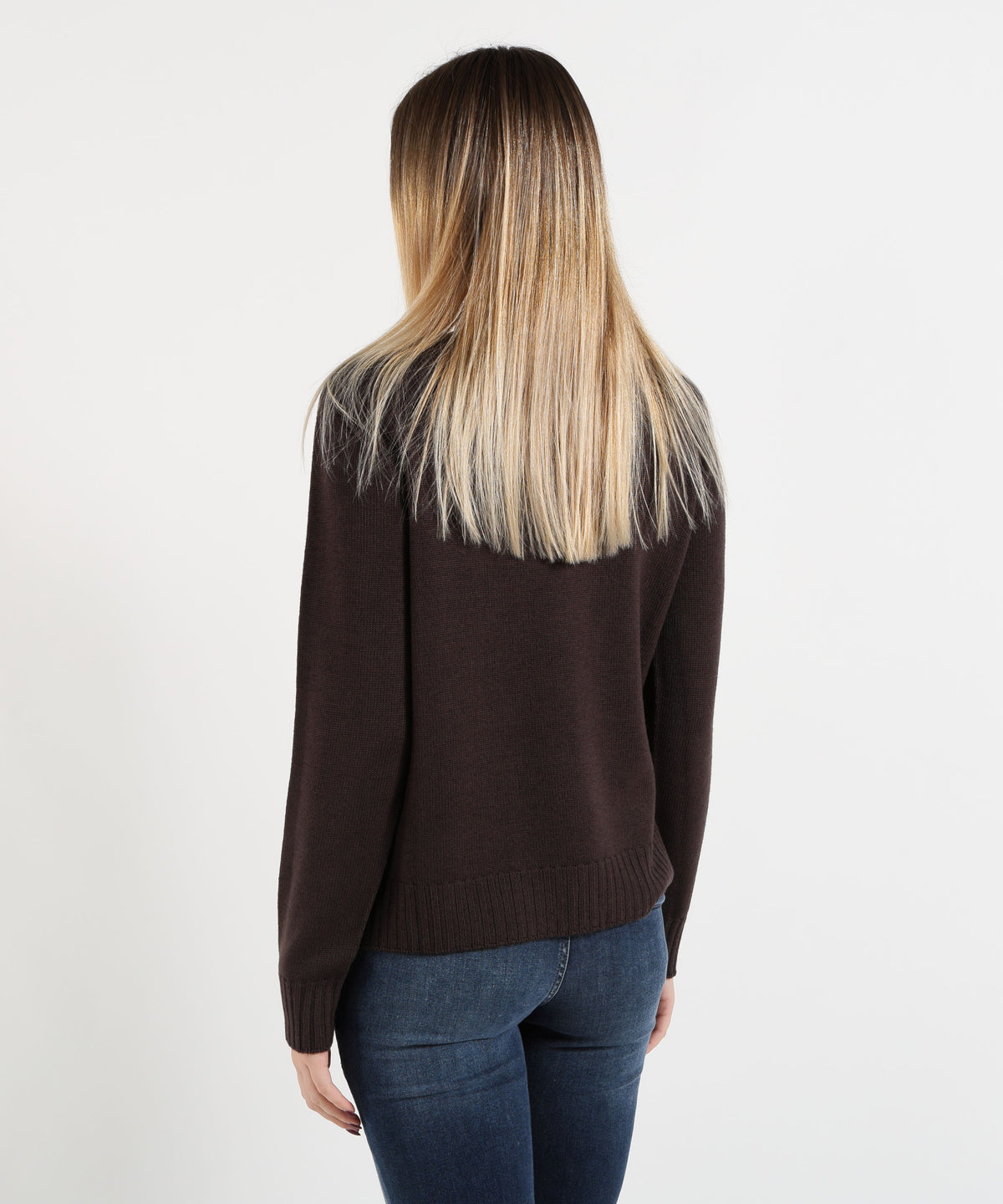 Maglie MAIDA MILA Maglione Donna Girocollo in Lana Moro | MAIDA MILA