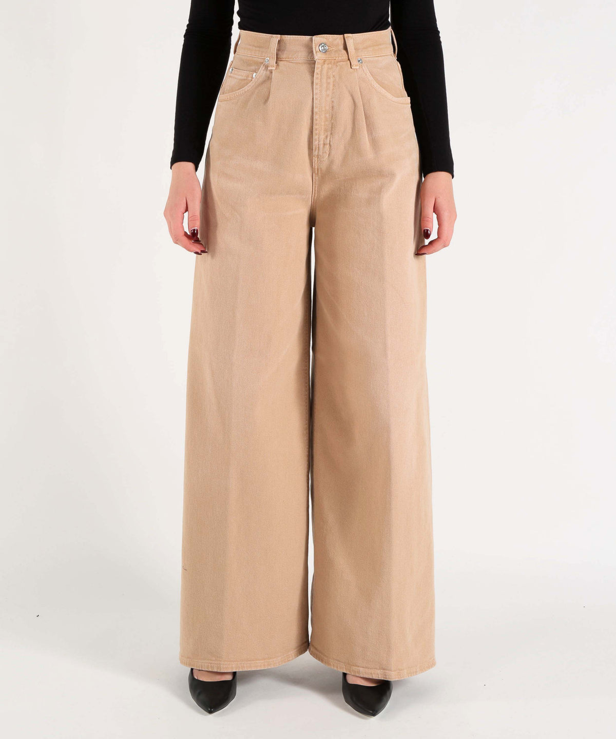 Jeans DONDUP Maggie Women's High-Waisted Washed Jeans Nocciola | DONDUP