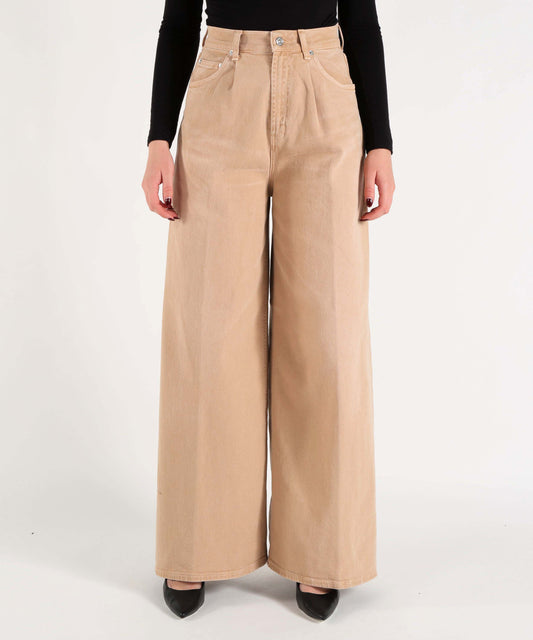 Jeans DONDUP Maggie Women's High-Waisted Washed Jeans Nocciola | DONDUP
