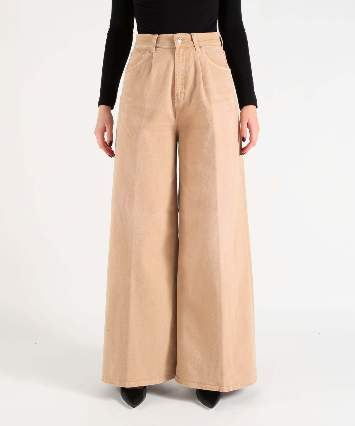 Jeans DONDUP Maggie Women's High-Waisted Washed Jeans Nocciola | DONDUP