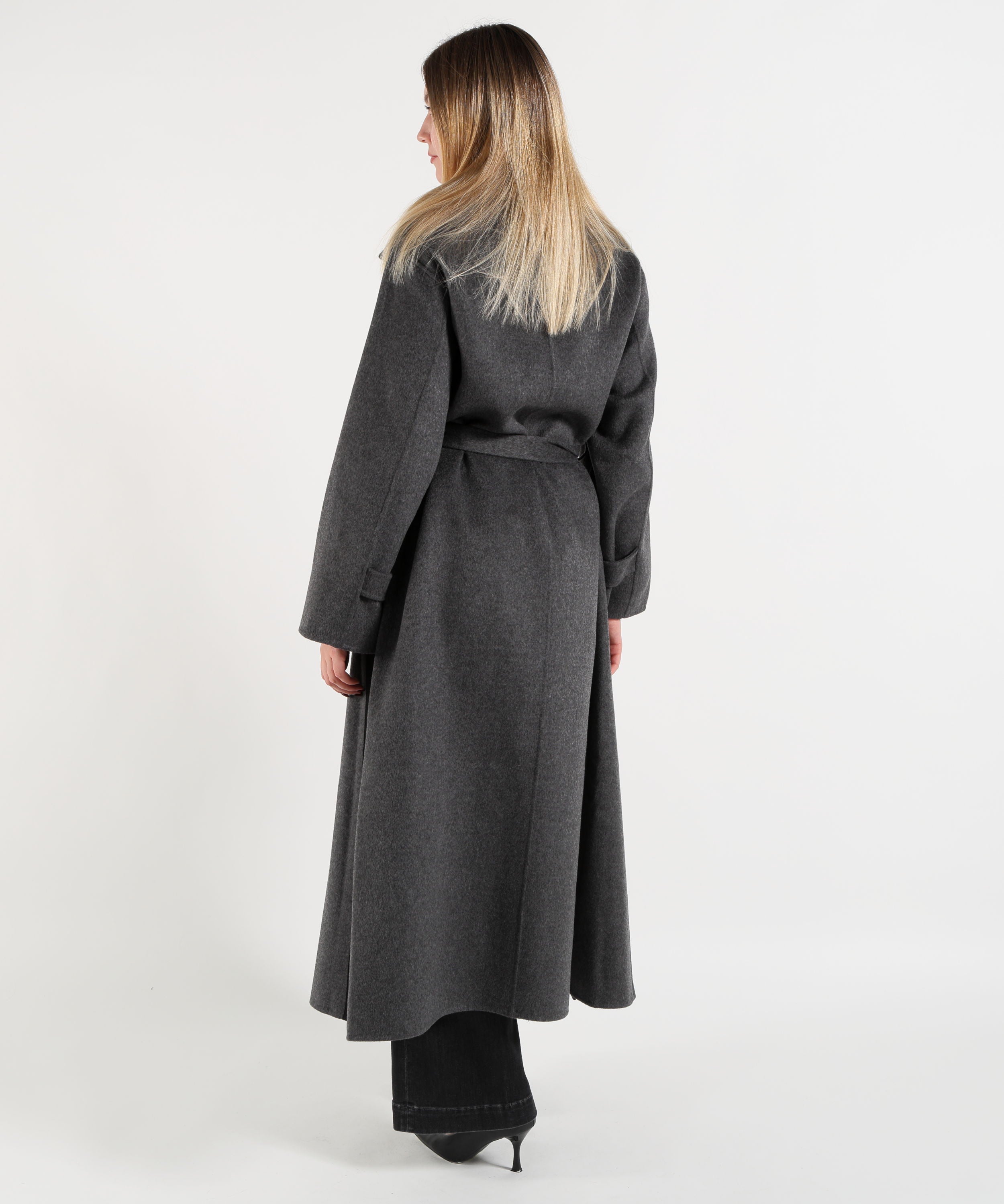 Cappotti KAOS Cappotto Donna Lungo con Cintura Grafite | KAOS
