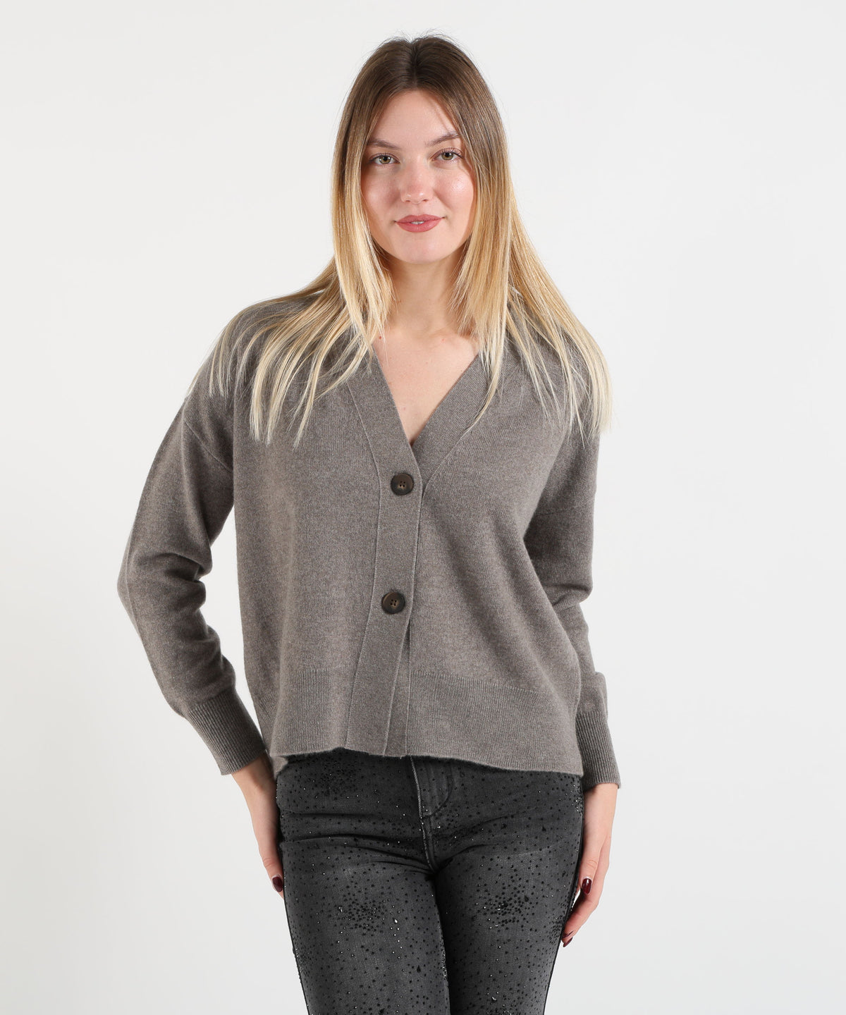 Cardigan KAOS Cardigan due bottoni Tortora | KAOS