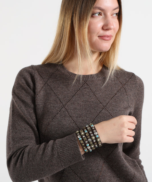 Bracciali CAMPOMAGGI Bracciale Campomaggi in Pelle Marrone a Cinque Giri con Stelle Turchesi Moro | CAMPOMAGGI