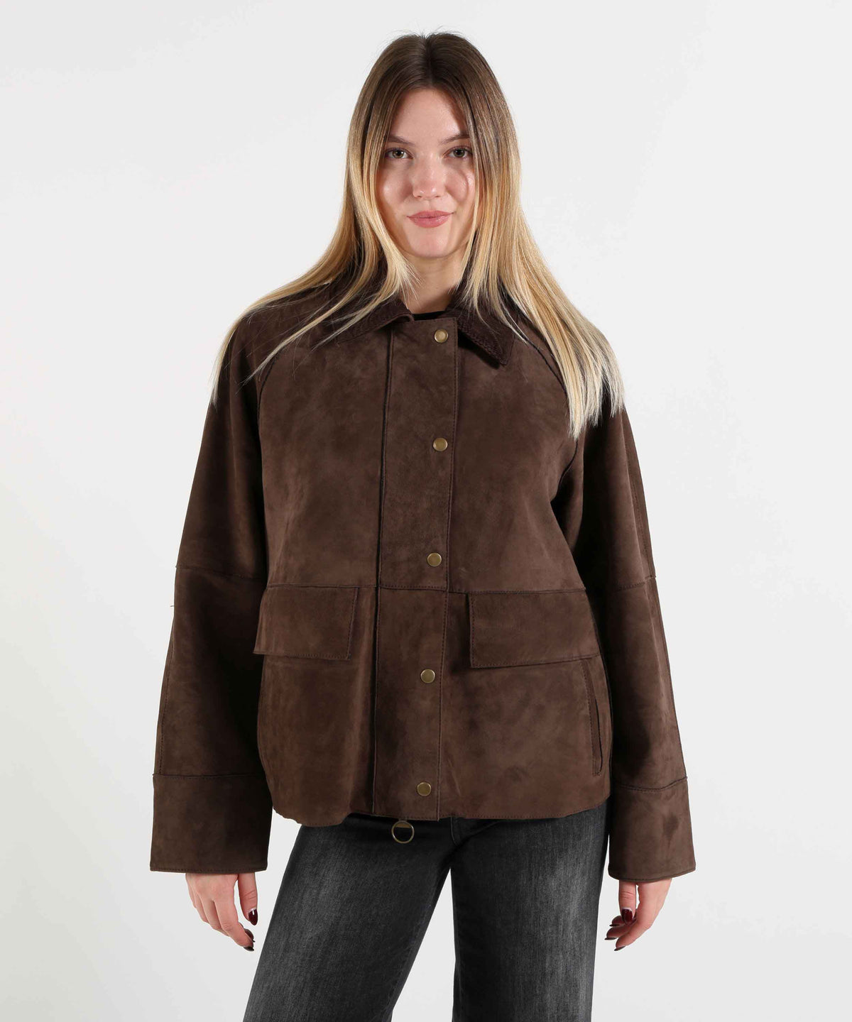 Jackets THE JACKIE LEATHERS Cameron Suede Jacket Testa di moro | THE JACKIE LEATHERS