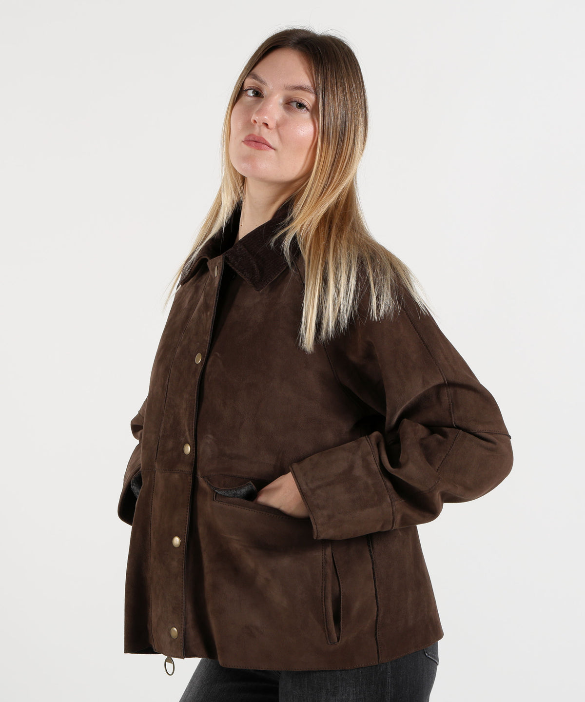Jackets THE JACKIE LEATHERS Cameron Suede Jacket Testa di moro | THE JACKIE LEATHERS