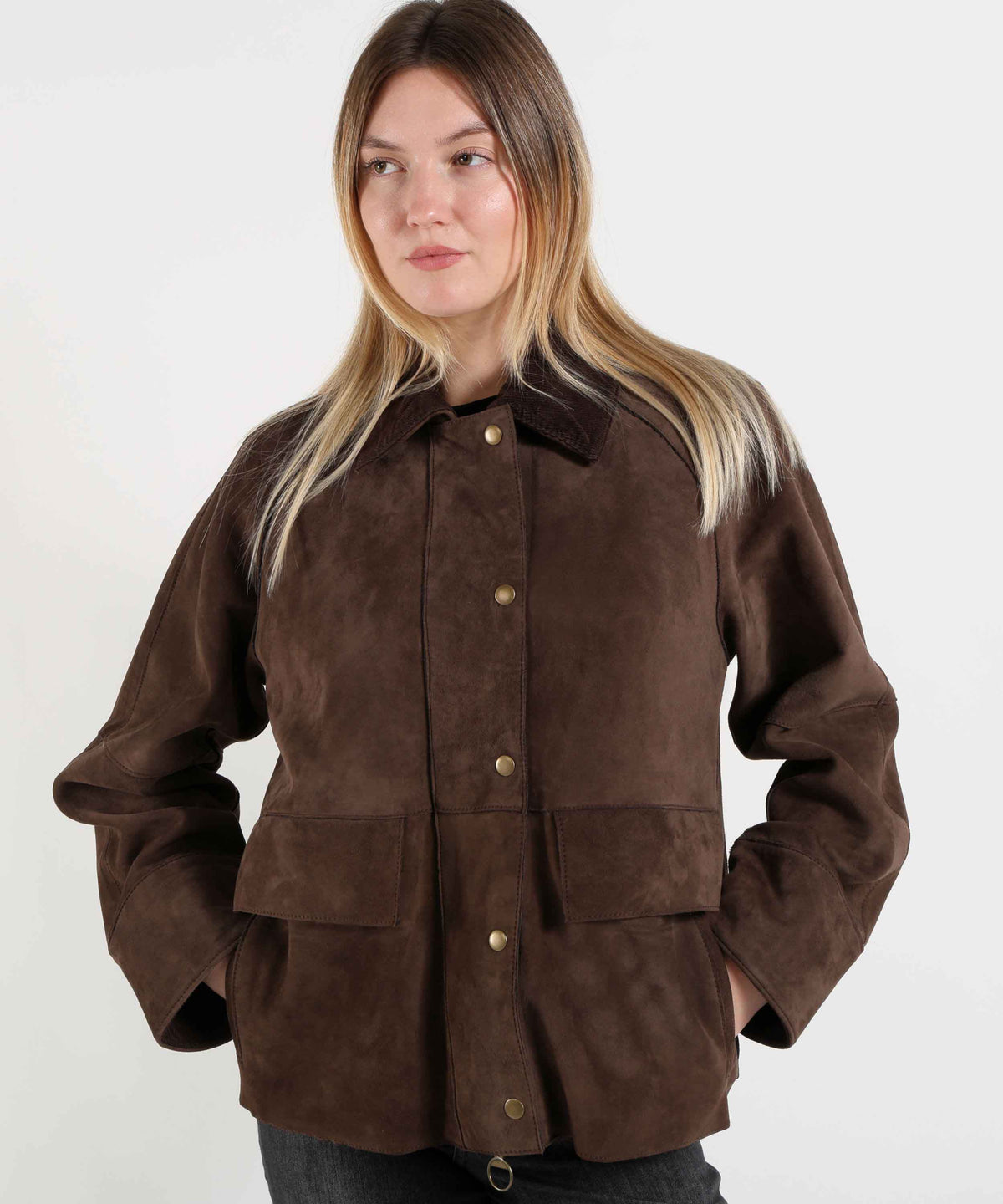 Jackets THE JACKIE LEATHERS Cameron Suede Jacket Testa di moro | THE JACKIE LEATHERS