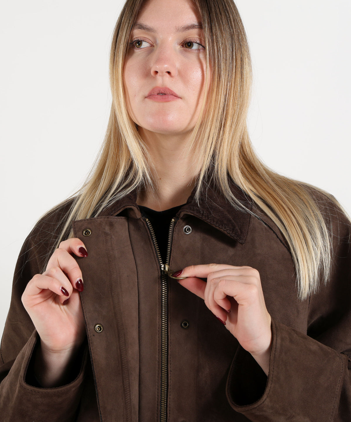 Jackets THE JACKIE LEATHERS Cameron Suede Jacket Testa di moro | THE JACKIE LEATHERS