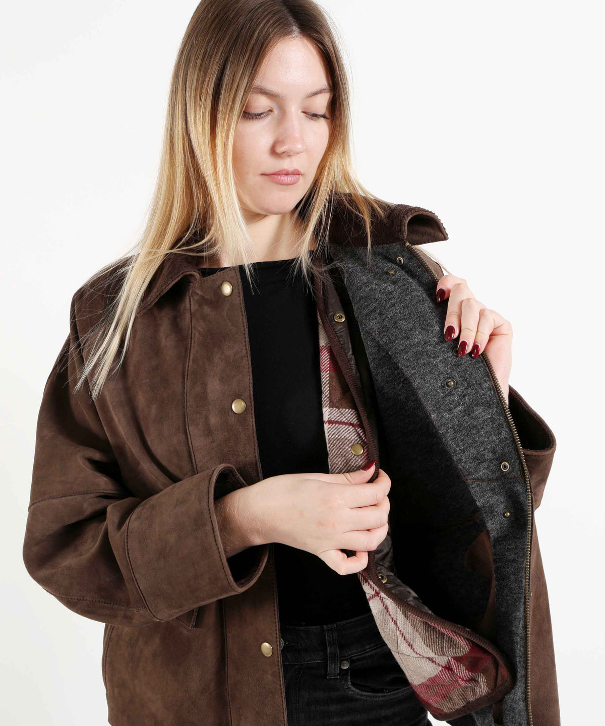 Jackets THE JACKIE LEATHERS Cameron Suede Jacket Testa di moro | THE JACKIE LEATHERS