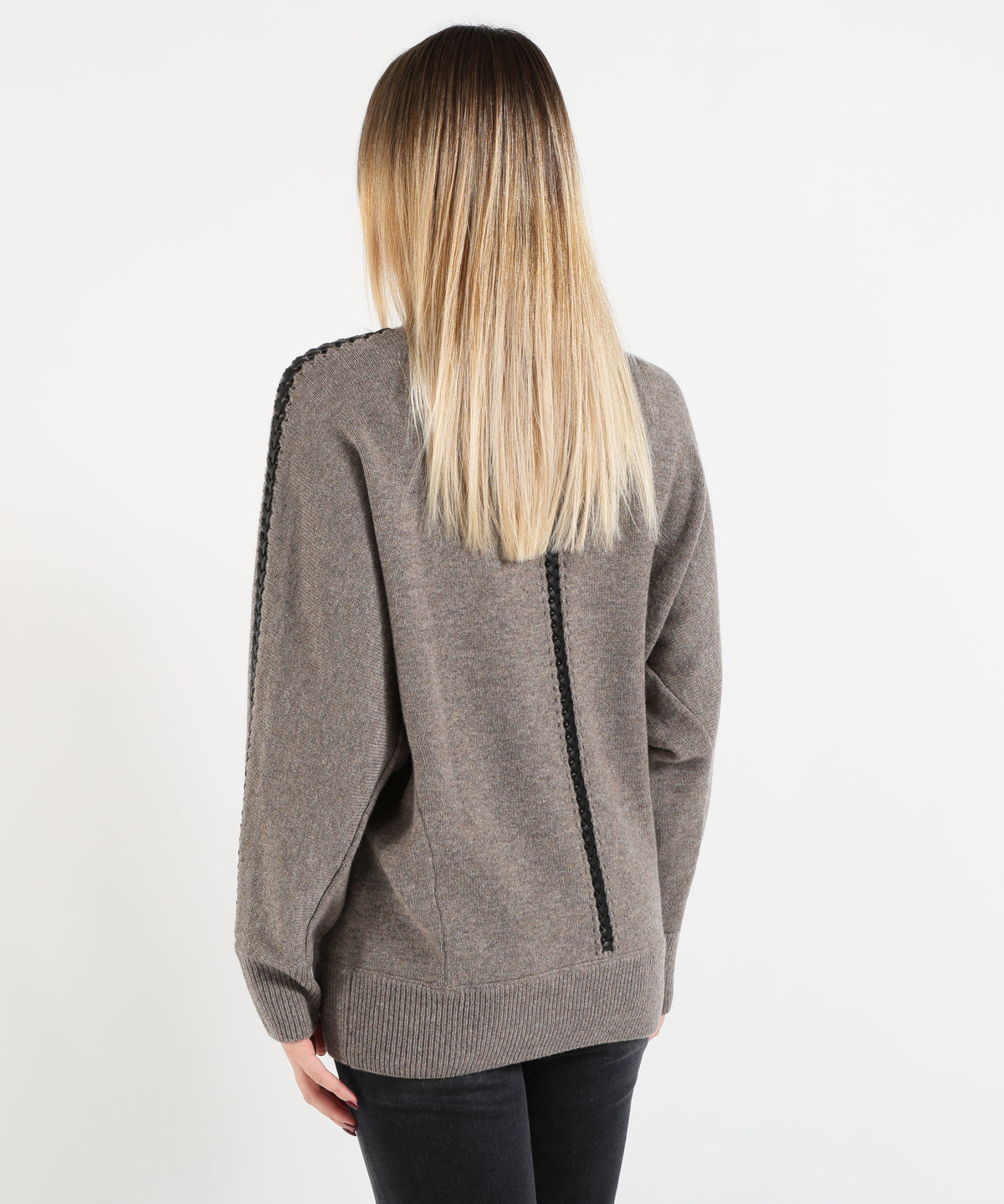 P.A.R.O.S.H. Maglione Donna in Lana Girocollo con Dettagli Intrecciati