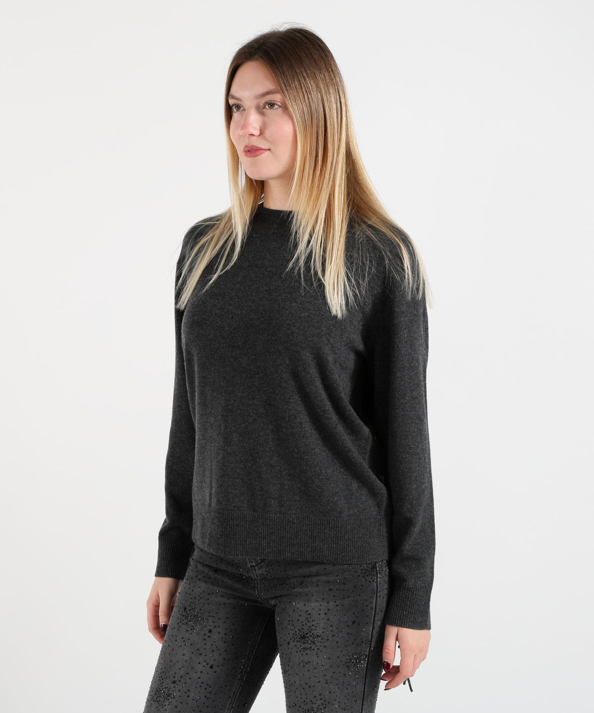 Knitwear P.A.R.O.S.H. Anthracite Cashmere Sweater with Fringes Antracite | P.A.R.O.S.H.