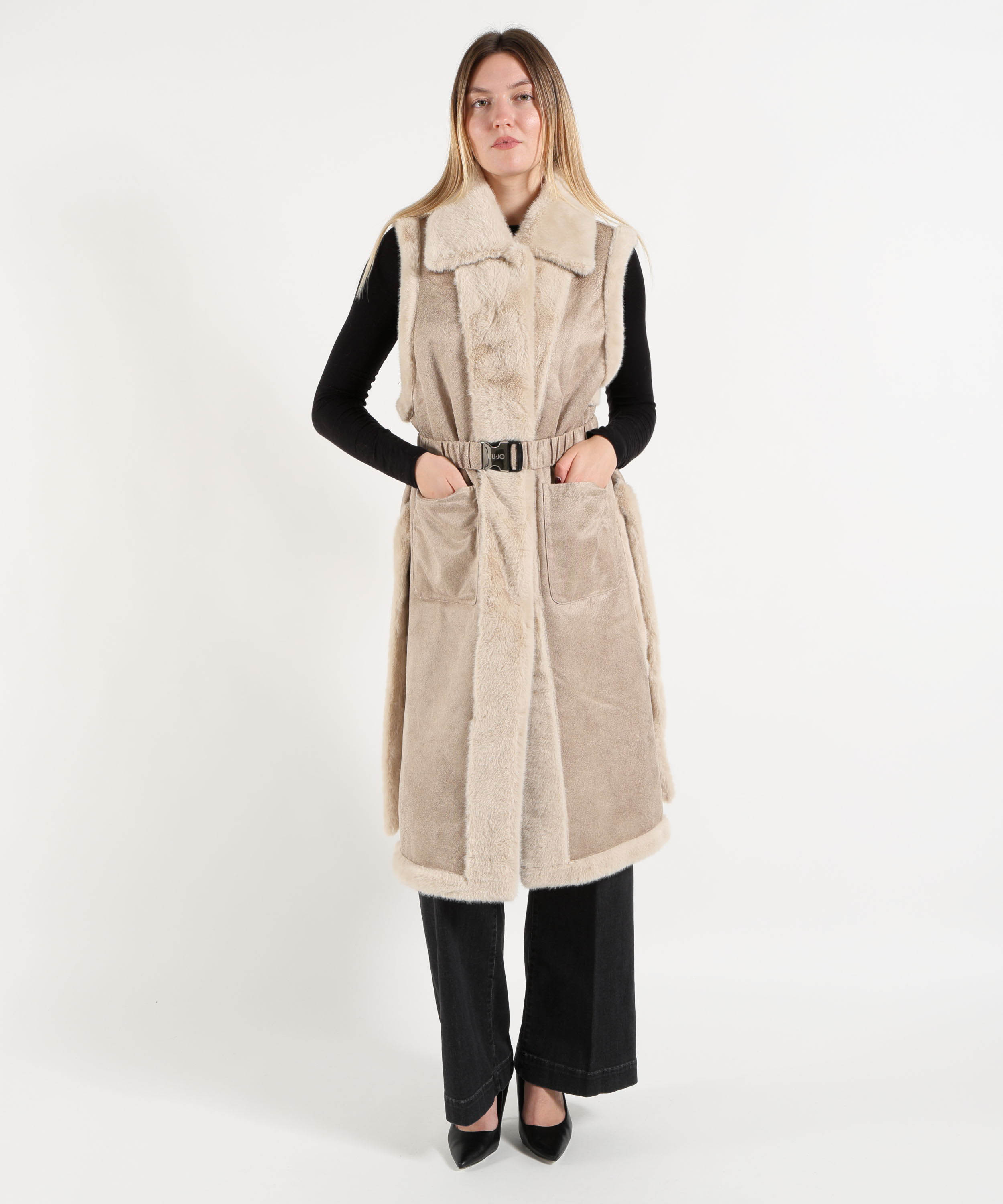 Vests LIUJO SOFT Faux Shearling Vest Burro | LIUJO SOFT