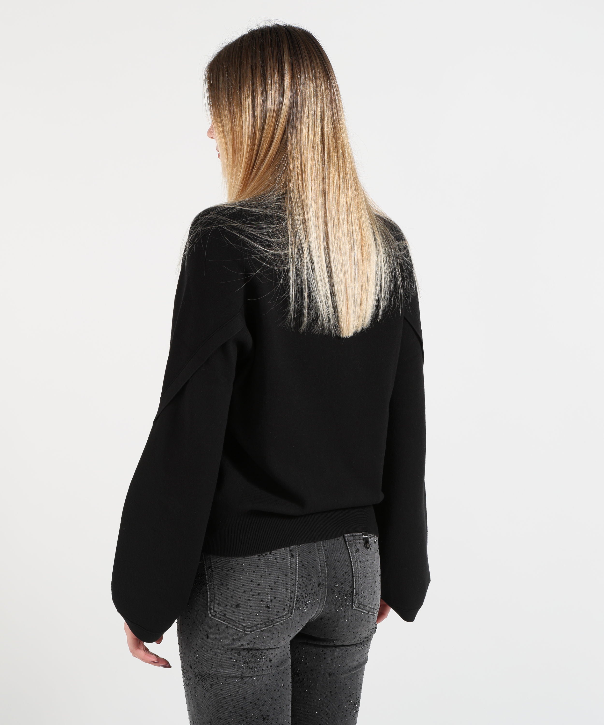 Knitwear LIUJO BLACK Top with Side Slits Nero | LIUJO BLACK