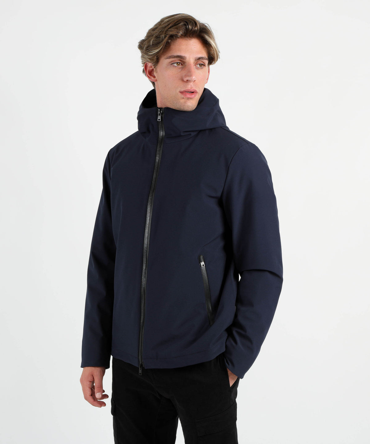Jackets WOOLRICH Pacific Softshell Hooded Jacket Blu | WOOLRICH