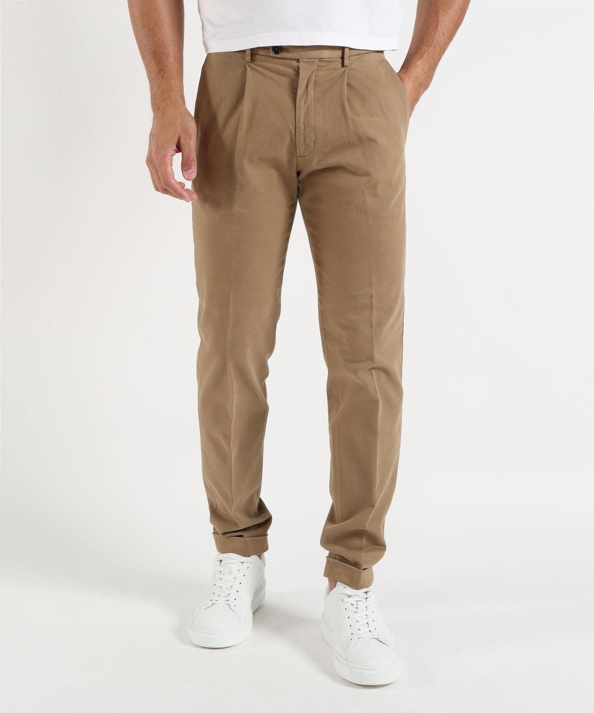 Pantaloni MICHAEL COAL Pantalone Frederick tasca america con una pinces Beige | MICHAEL COAL