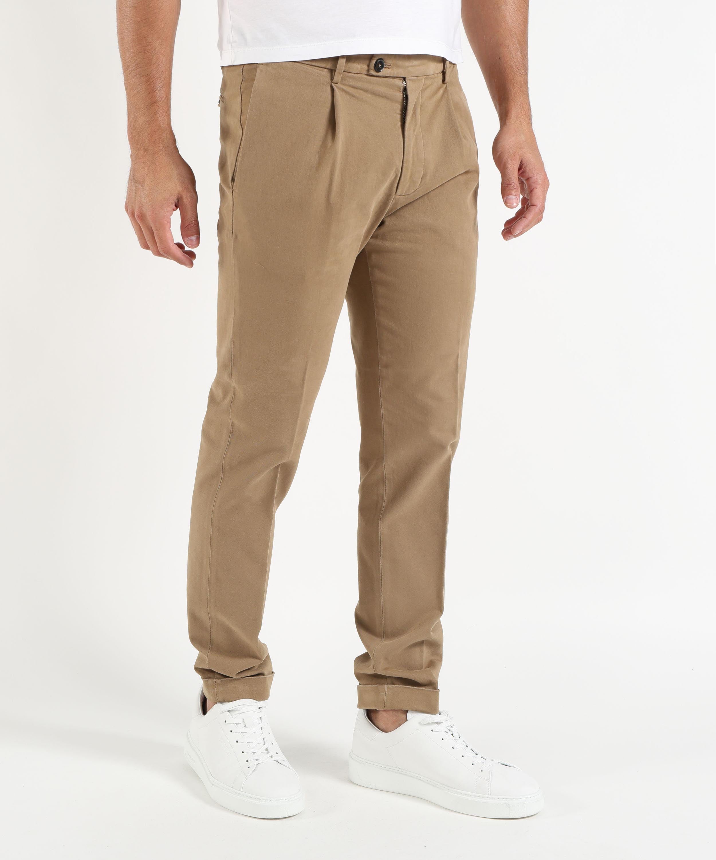 Pantaloni MICHAEL COAL Pantalone Frederick tasca america con una pinces Beige | MICHAEL COAL