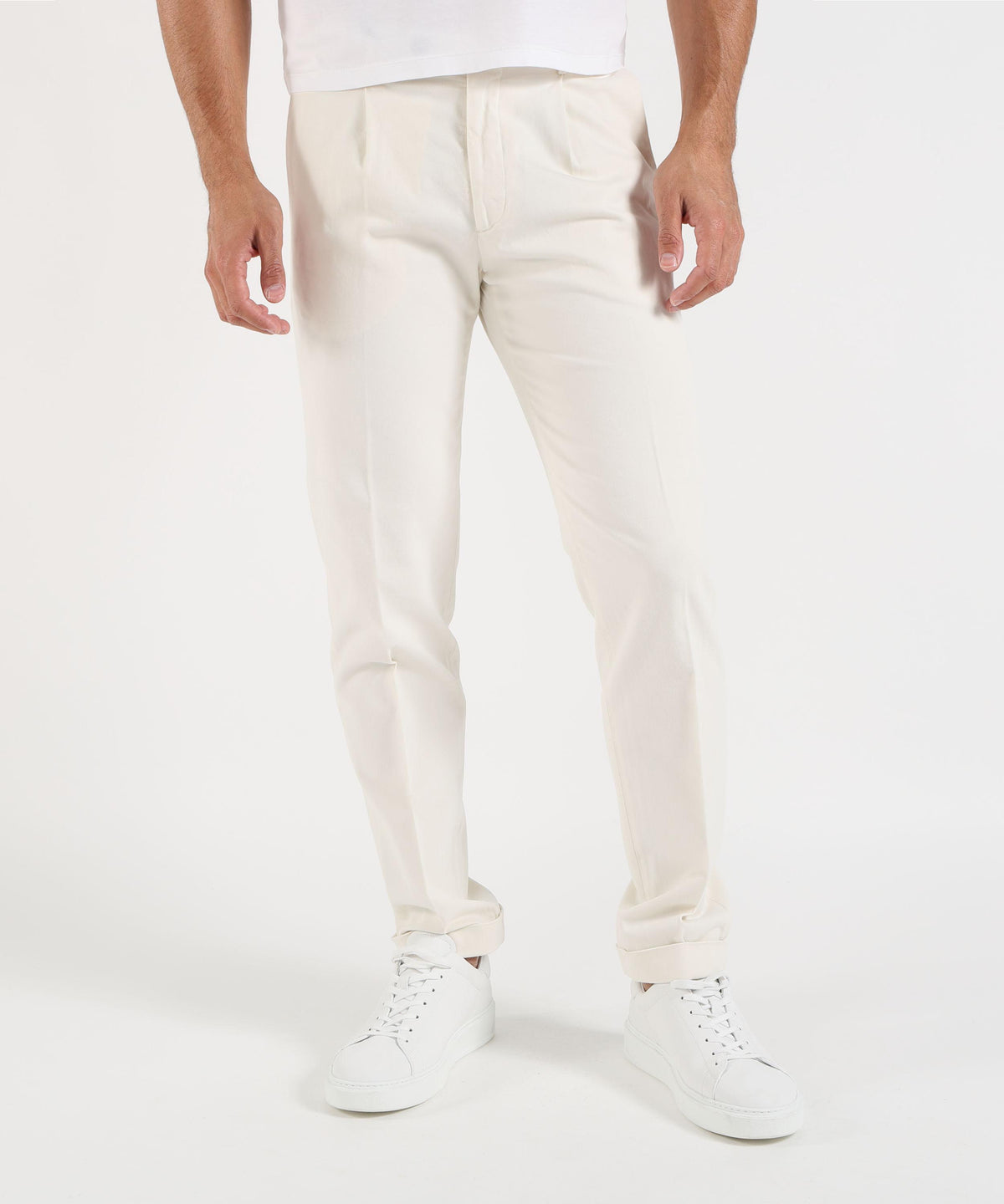 Pantaloni MICHAEL COAL Pantalone Frederick tasca america con una pinces Panna | MICHAEL COAL
