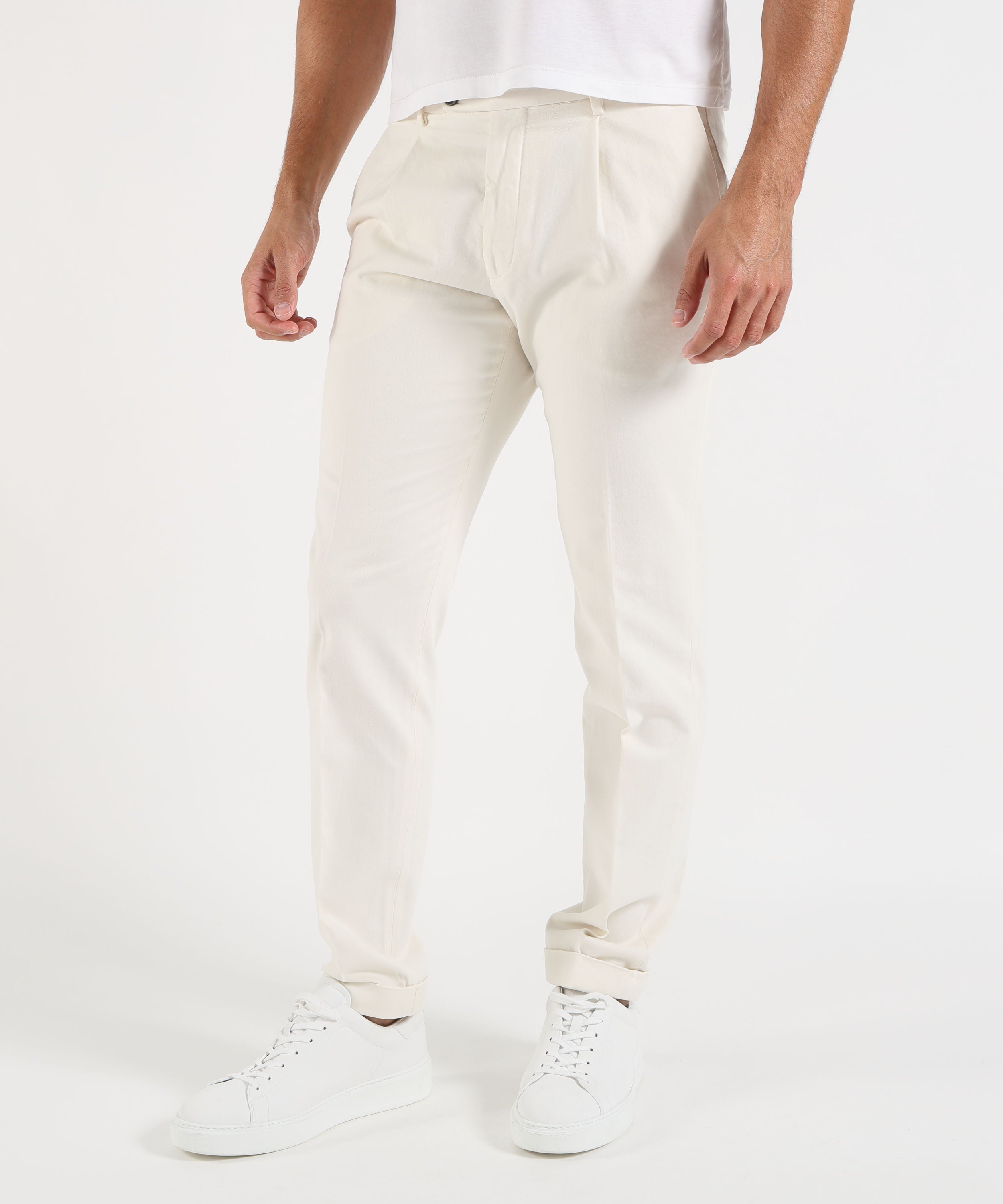 Pantaloni MICHAEL COAL Pantalone Frederick tasca america con una pinces Panna | MICHAEL COAL