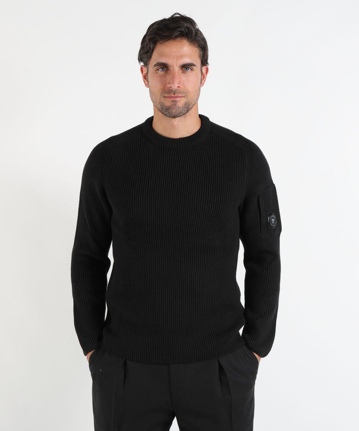 C.P. COMPANY Full Rib Cotton Lens Crewneck Sweater