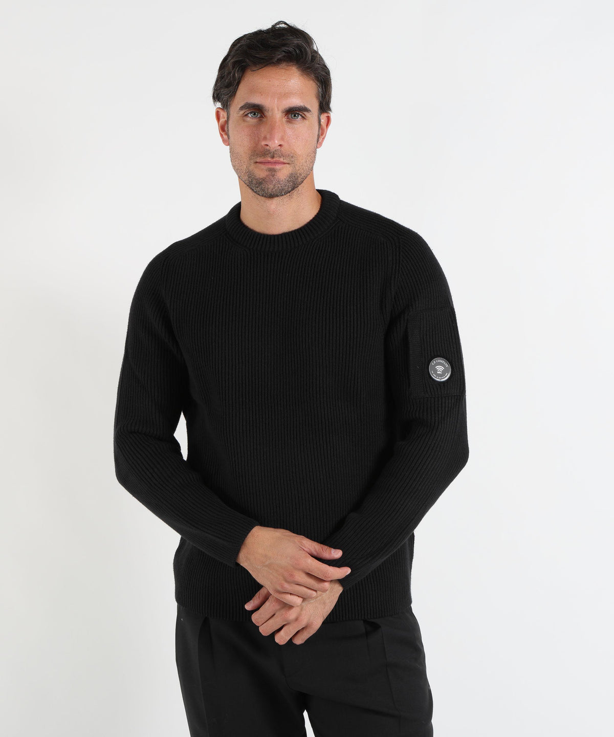C.P. COMPANY Full Rib Cotton Lens Crewneck Sweater