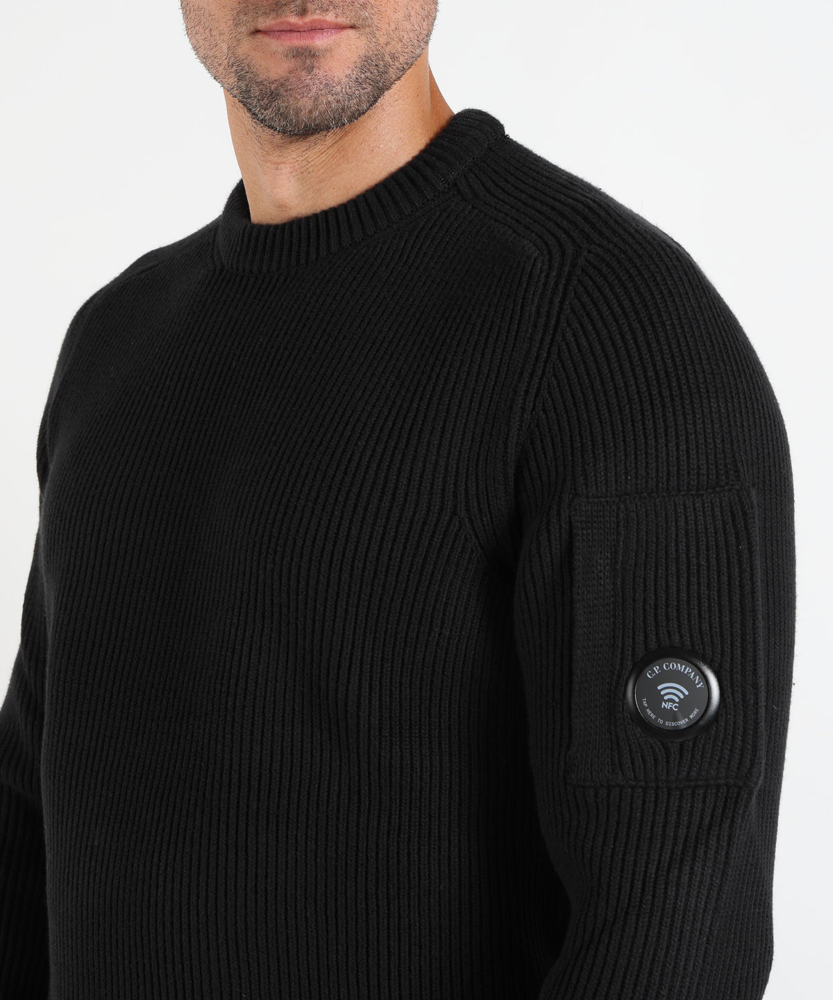 C.P. COMPANY Full Rib Cotton Lens Crewneck Sweater
