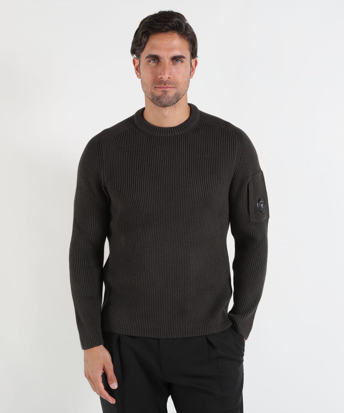 C.P. COMPANY Full Rib Cotton Lens Crewneck Sweater